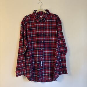 Brooks Brothers Men’s Red Navy Plaid Flannel Button-Down Shirt XL NWT - NEW